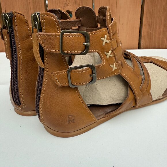 Roan Women's Brown Gladiator Sandals Size 8 Genuine Leather Strappy Open Toe - Picture 4 of 9